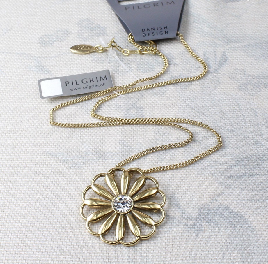 PILGRIM - Sea Flower - Pendant Necklace - Gold Plate/Clear BNWT