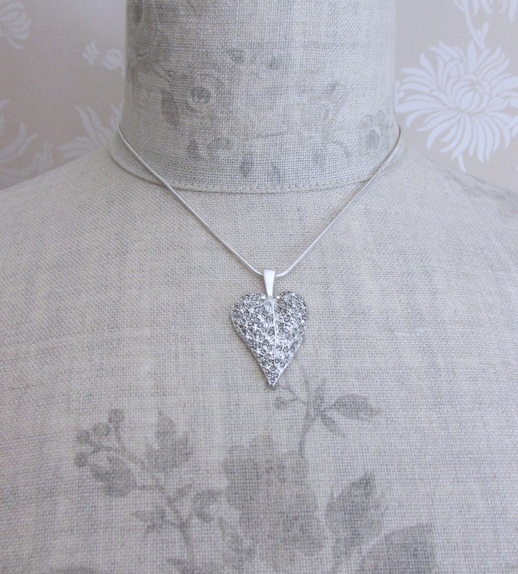 PILGRIM - Leaves - Leaf Necklace - Silver Plate/Clear BNWT