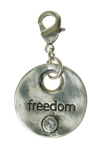 A & C - 'FREEDOM' Disc Clasp-On Charm Silver Plate