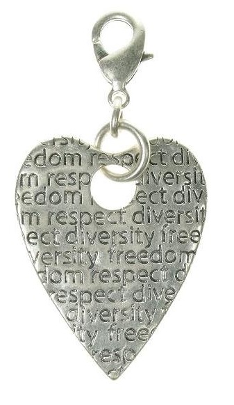 A & C - Large Impressed Heart Clasp-on Charm Silver Plate