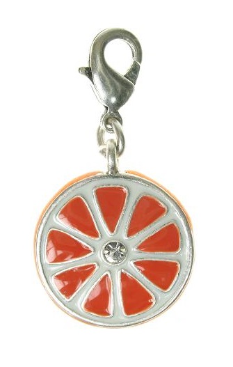 A & C - Slice Of Orange Clasp-On Charm Silver Plate