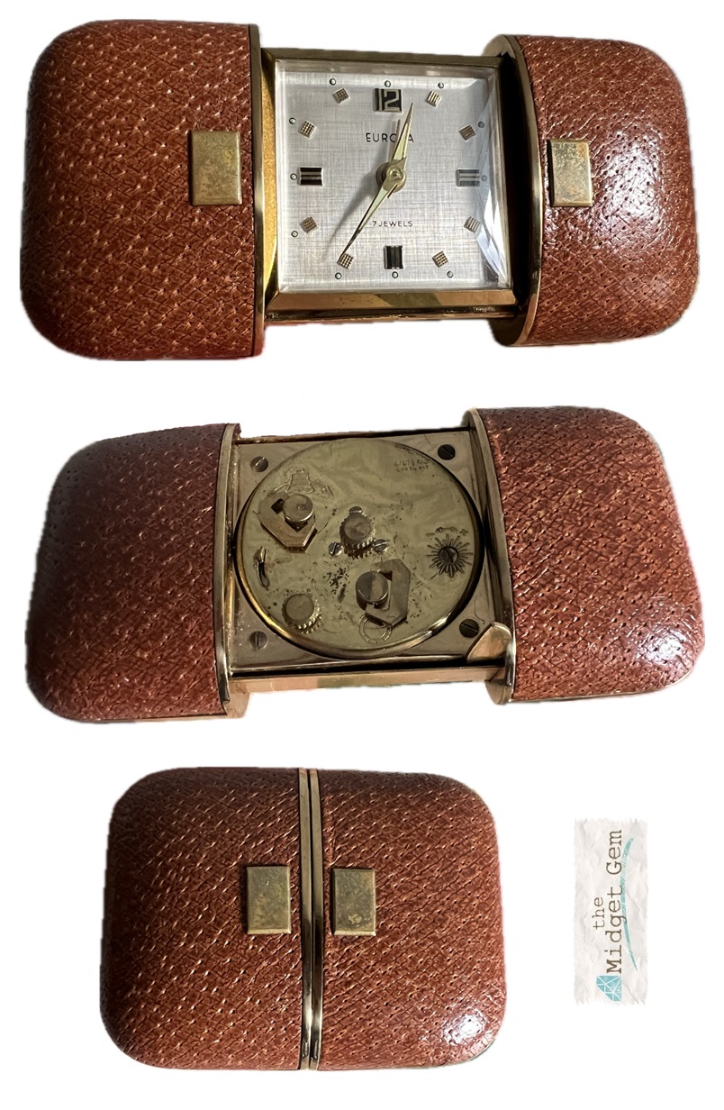 ART DECO Europa Travel Pocket Windup Alarm Clock 7 Jewels Made in Germany