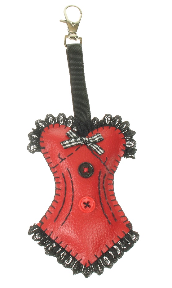 BOBBLELICIOUS Burlesque Bustier/Corset Hand Bag Charm - Red Leatherette