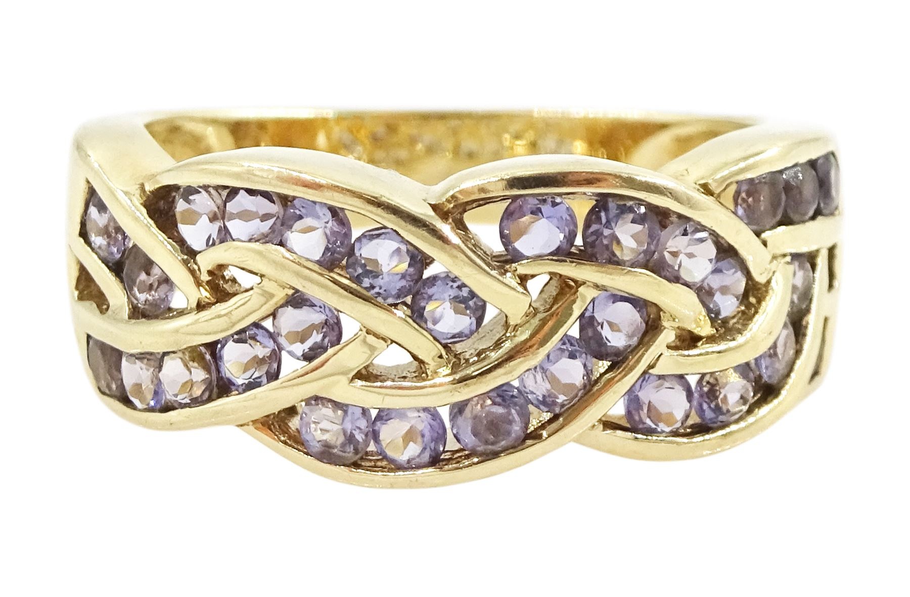 Channel Set TANZANITE Purple 9ct Gold Band Ring - Weave Plaited & NEW TOOLED BOX