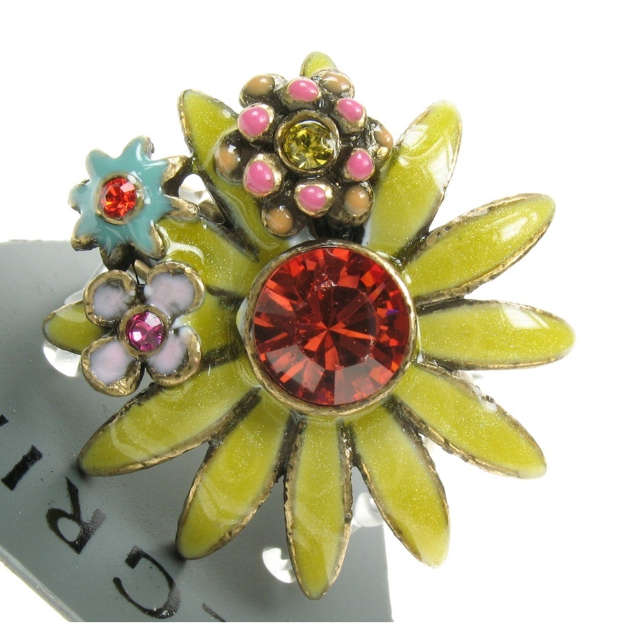 PILGRIM -  Daisy - Adjustable Ring Oxidised Gold Plate/Brights Yellow, Pink BNWT