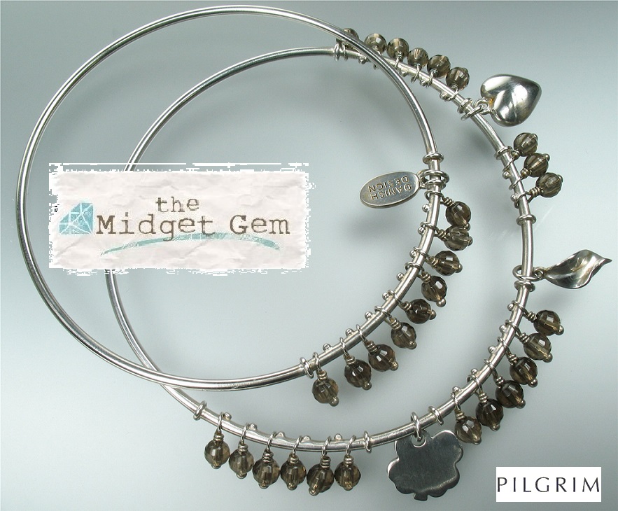 PILGRIM+ 925 Solid Sterling Silver Double Bangle With Charms BNWT