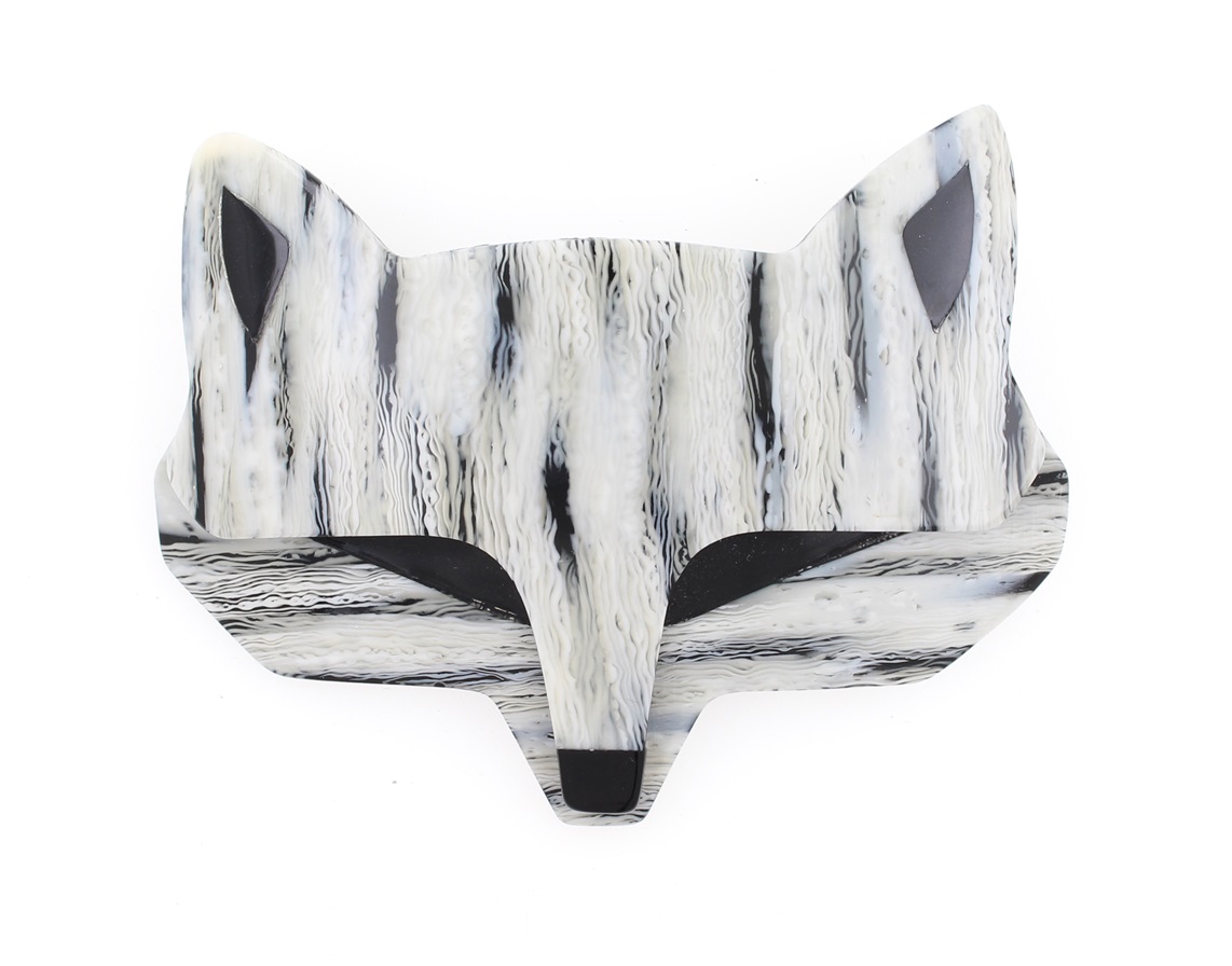 Léa Stein GOUPIL Fox Face Brooch - Black & White - NEW with issue