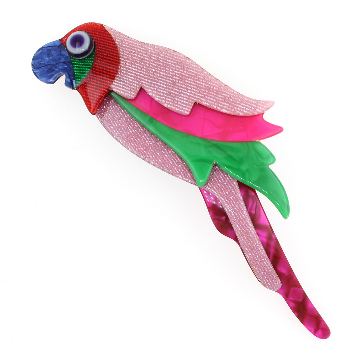 Léa Stein Perching Parrot Brooch - Pink, Green & Blue - NEW