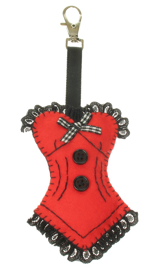 BOBBLELICIOUS Burlesque Bustier/Corset Hand Bag Charm - Red Felt