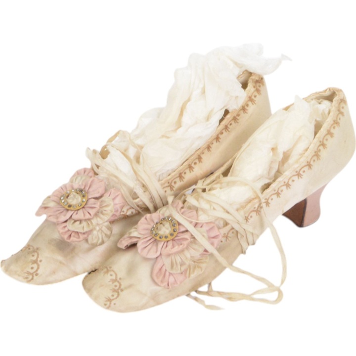 VICTORIAN Exquisite Silk Wedding Shoes IMPORTANT London Maker Henry Marshall